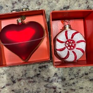 John Derian ornaments bundle of 2 heart & cookie